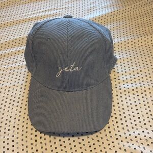 Zeta Tau Alpha embroidered blue textured velvet hat with adjustable strap